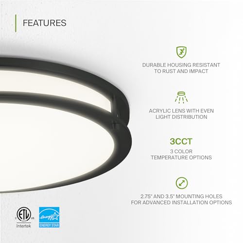 LED 16" Round Flush Mount Lighting (Black)