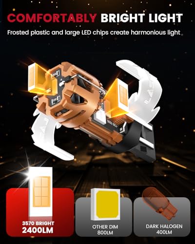 7440 7443 LED Bulb Amber Error Free Front Rear Turn Signal Lights (Amber / 7443/7440)