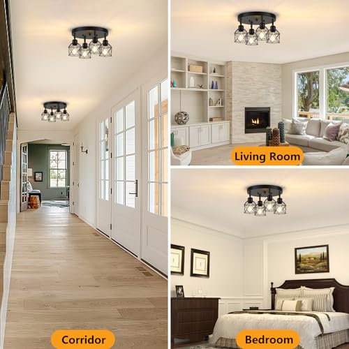 4 Light Kitchen Light Fixtures Ceiling Mount (Black / 4-Light)