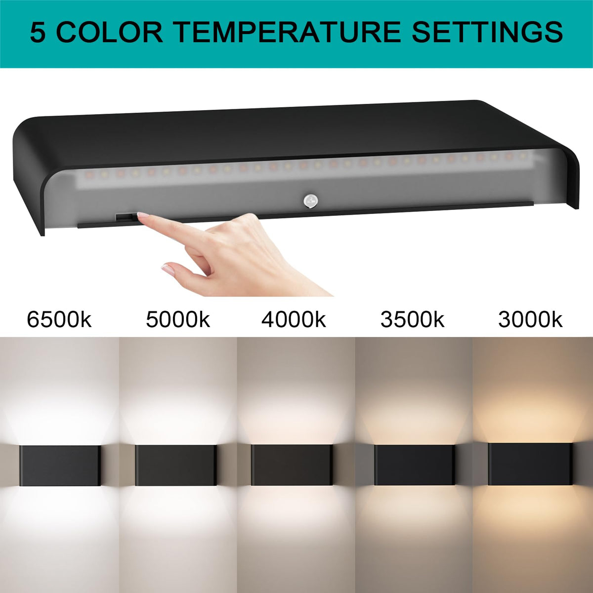 Modern Indoor 5CCT LED Wall Sconce (Black / 22 Inch)