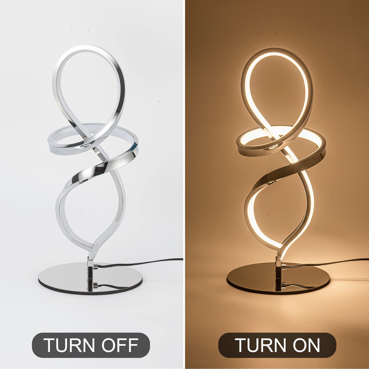Modern Lamp with LED Spiral Design (Chrome-2 Pack / 15.7IN-2PK)