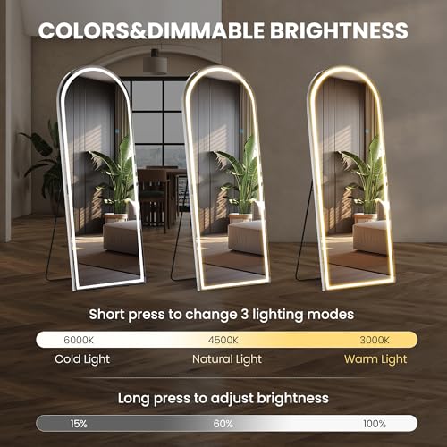 LED Arched Full Length Mirror (White Led-arched / 71"L x 26"W)