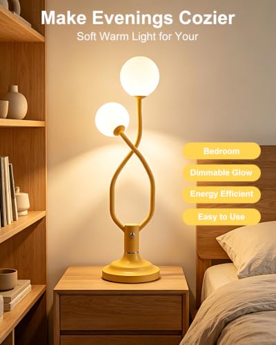 Yellow Globe Table Lamp Magic DIY Arms G9 Bulbs Included Dimmable (14-Yellow-Globe-2U-Magic DIY Arms)