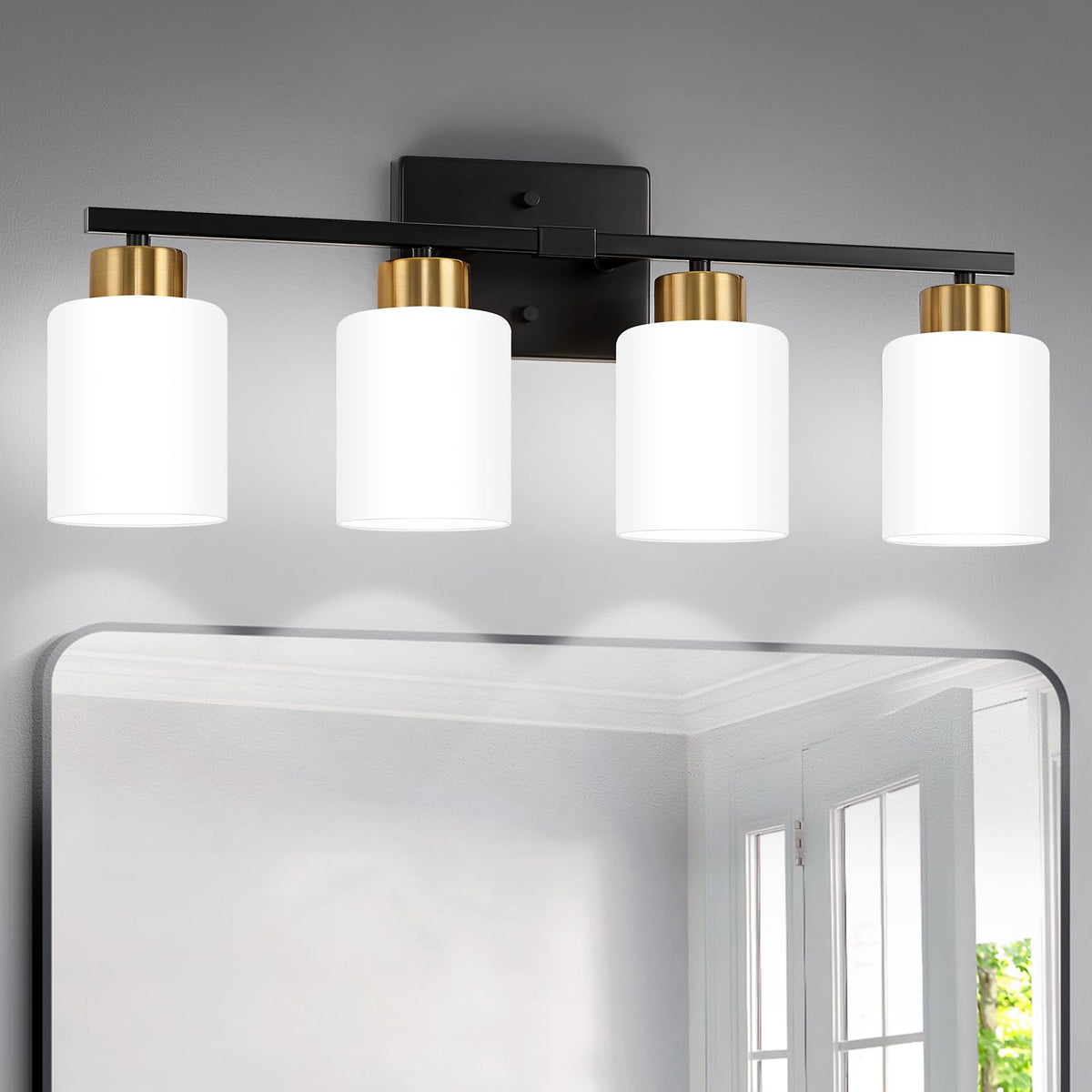 Black and Gold Bathroom Light Fixtures Vanity Lights Over Mirror (Black and Gold / 24.02 inch)