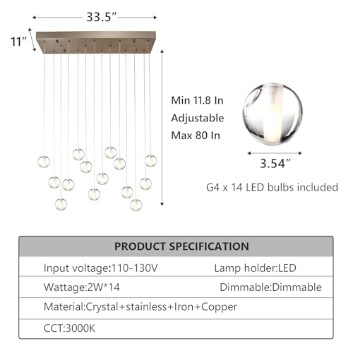 14 Lights Nickel Raindrop Rectangle Chandelier (14 Light / Nickel Rectangle)