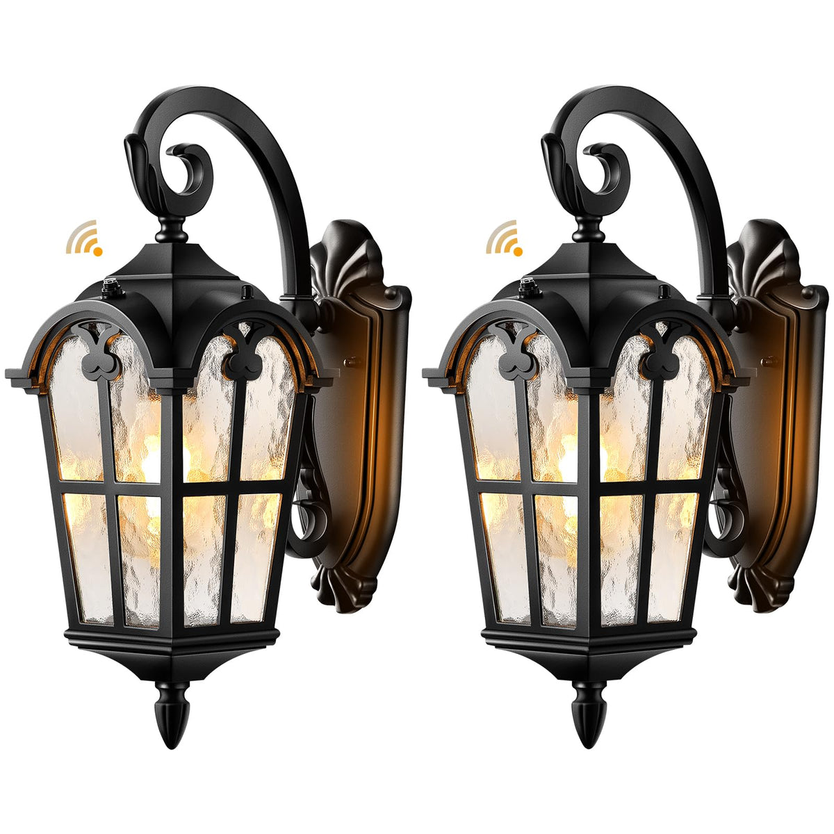 Black 2 Pack Outdoor Porch Lights (Black / Down 2-Pack)