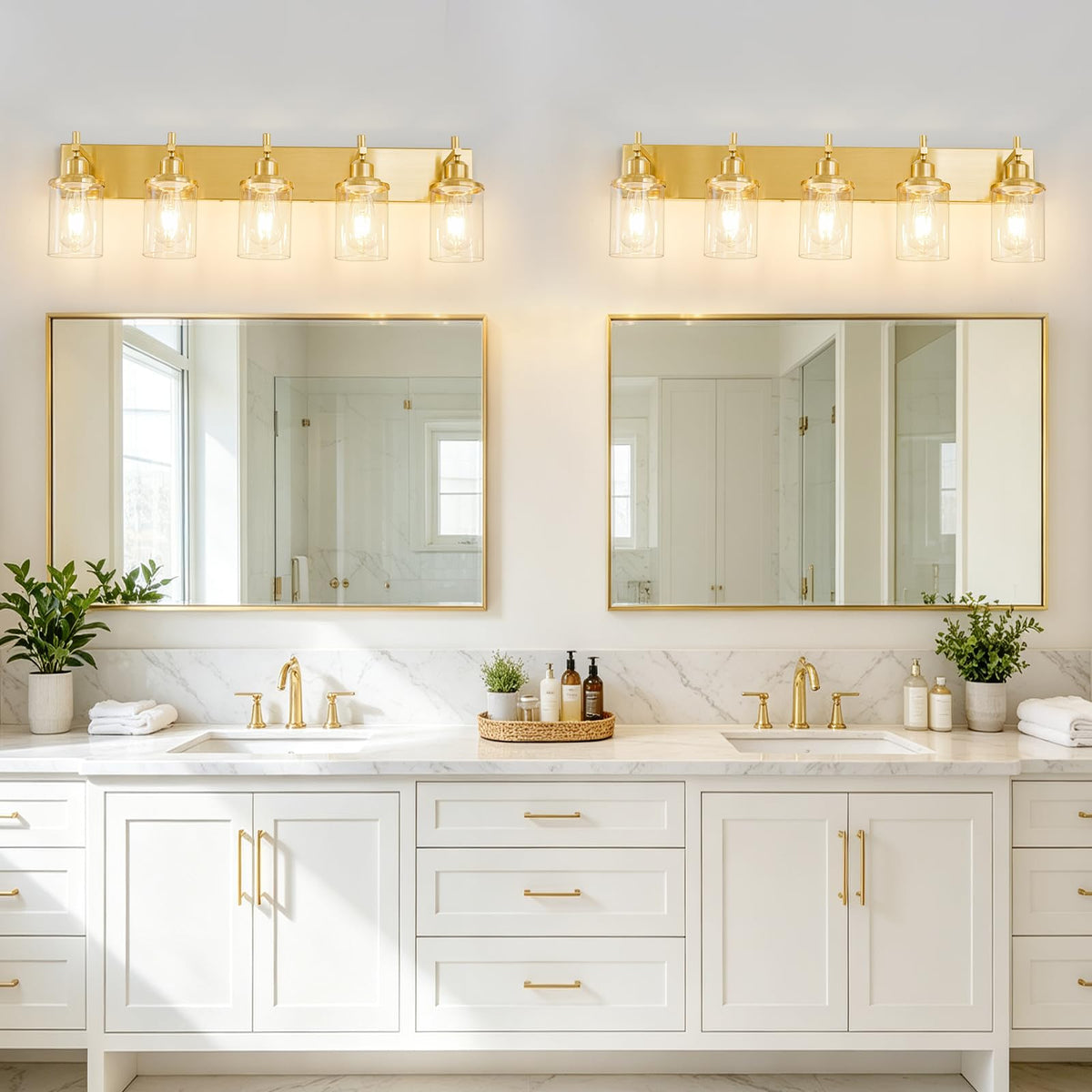 5 Light Modern Brushed Gold Bathroom Light Fixtures Over Mirror (Brushed Gold / 5-Light)