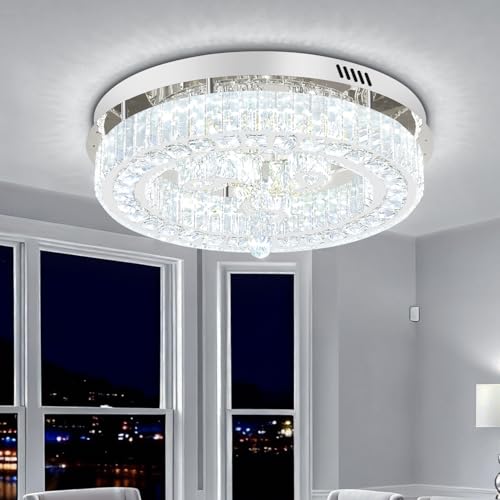 Modern Crystal Chandeliers for Dining Room Flush Mount Ceiling Chandelier for Living Room