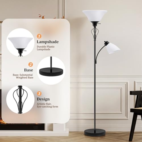 Floor Lamps for Living Room (Glossy Black)