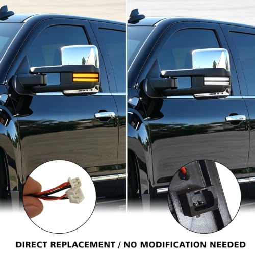 LED Sequential Amber Side Mirror Marker Turn Signals White Parking Cargo Lights Switchback Tow Mirror Light for 2014 (2014-2019 Switchback Amber+White,Clear Lens)