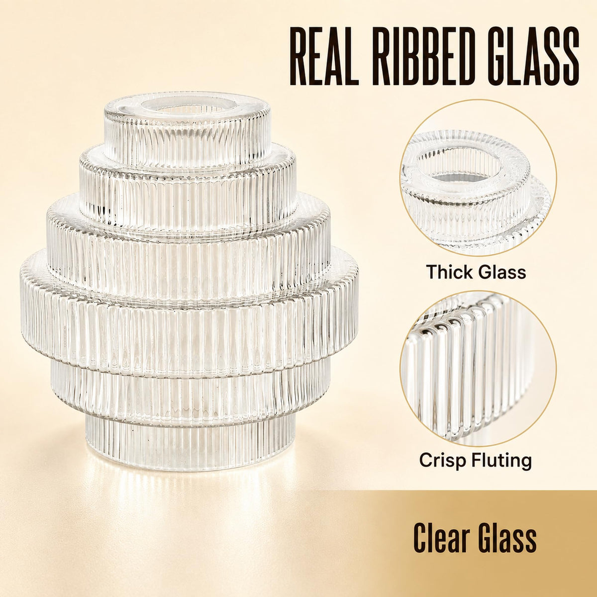 Clear Stripes Glass Lamp Shades 3Pcs (Stripes Clear / 3 Pack)