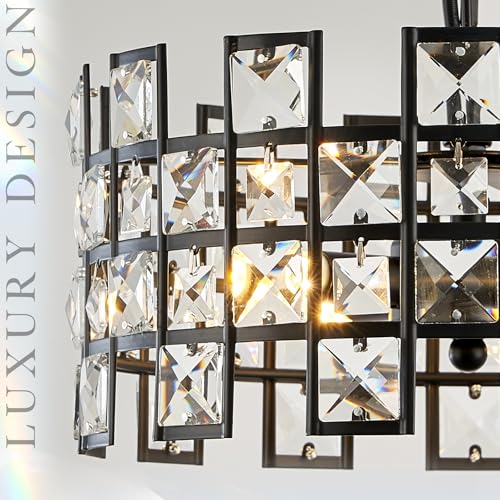 Black Crystal Pendant Light (Small Matte Black)