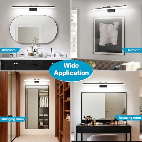 Modern Dimmable LED Vanity Light 39.3 inch Black Aluminum Frosted Acrylic for Bathroom Vanity Lighting Fixtures White Light 5500K (Matte Black- Dimmable / 40-inch)