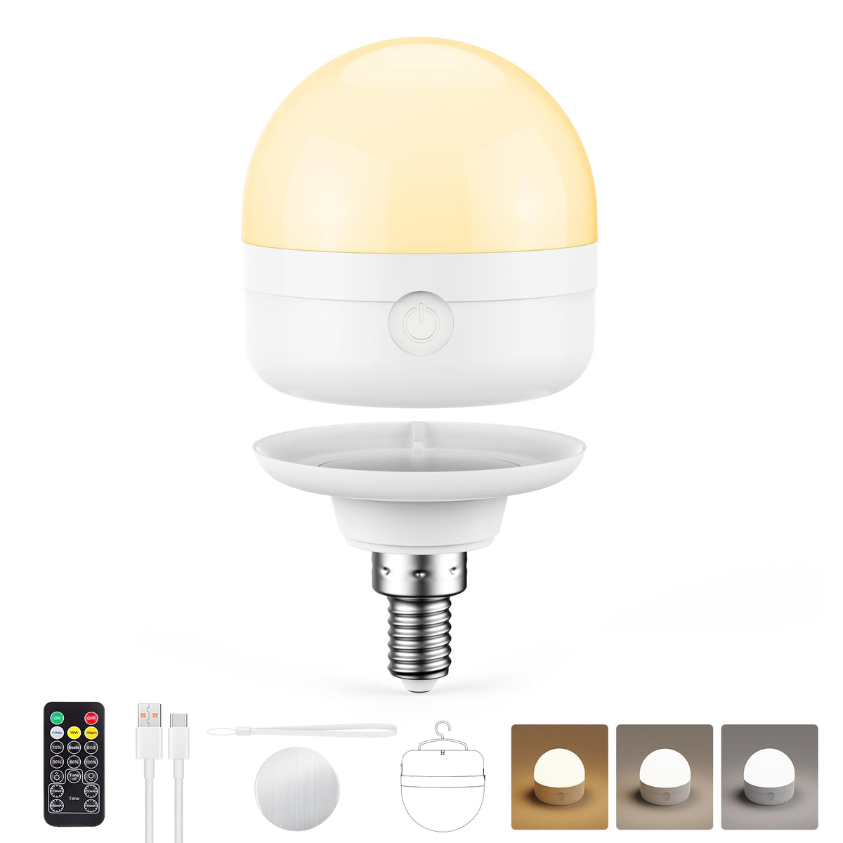 E12 Rechargeable Light Bulbs with Remote