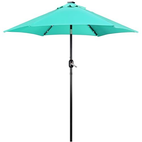 7.5FT Solar Patio Umbrella w (Turquoise / 7.5FT)