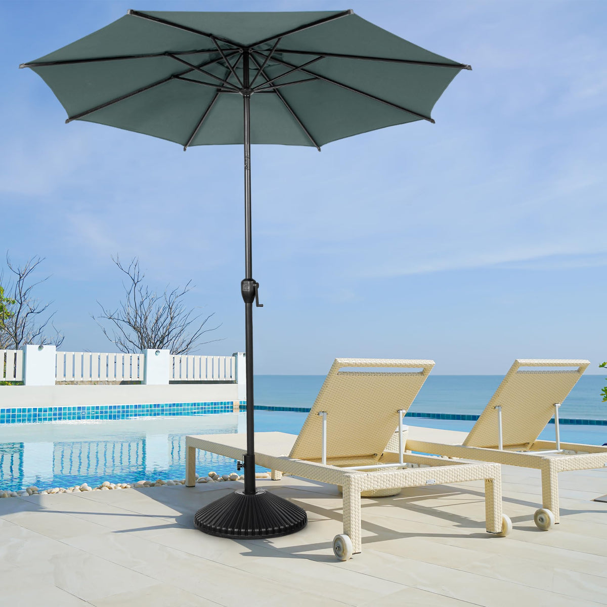 11FT Lyon Outdoor Patio Umbrella Outdoor Table Umbrella with Push Button Tilt and Crank Market Umbrella 8 Sturdy Ribs UV Protection Waterproof for Garden Deck Backyard Pool Grey (11 FT(8 Ribs) / Grey)
