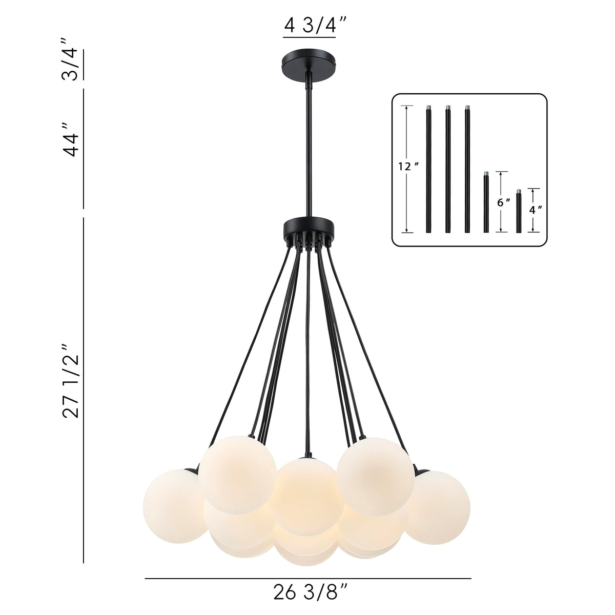 Modern Bubble Chandelier (Black-13 Light / 23")
