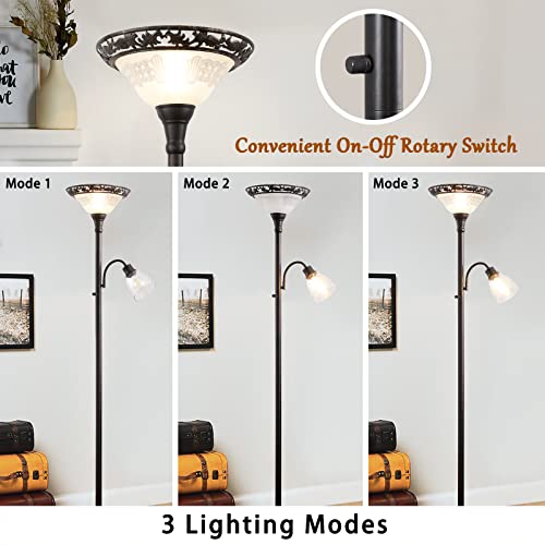 Torchiere Floor Lamps for Living Room (Black,White)