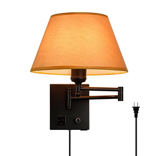 Swing Arm Wall Sconces (Black. Gold Shadow)