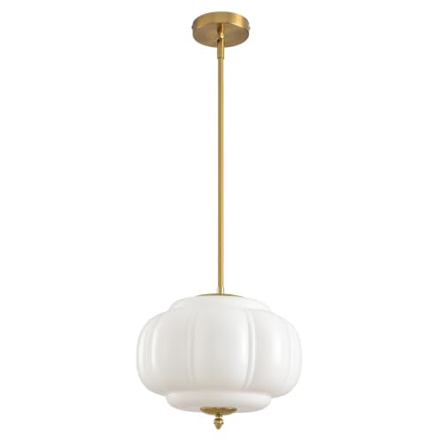 Vintage Milk Glass Pendant Lights (White-1 Pack / 13.7 inch)