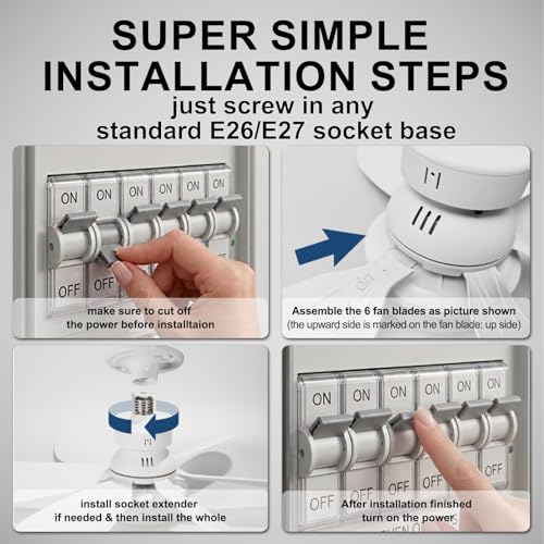 Screw in Ceiling Fan with Light (White-2)