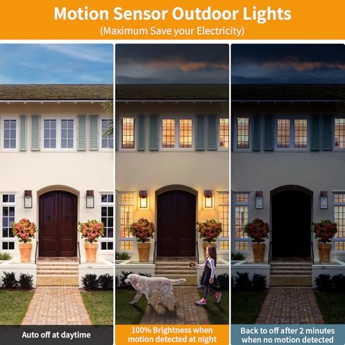 2 Pack Motion Sensor Outdoor Light Fixtures Wall Mount (10.24'' / Oil-Rubbed Bronze)