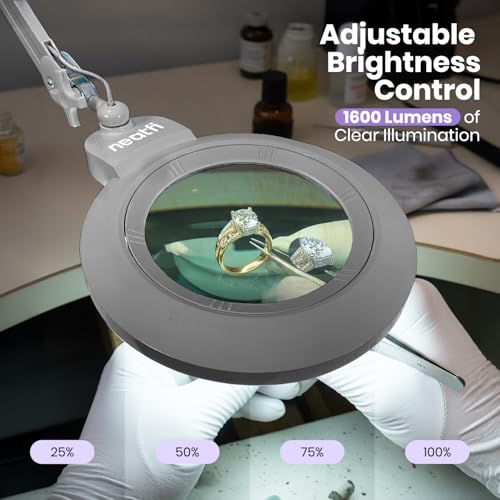 LED Magnifying Lamp (Silver / 7-inch Lens, Non-CCT with Clamp)