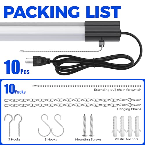 BS84 LED Shop Lights 4FT for Workshop (5000K / Black-84W-10 Packs)