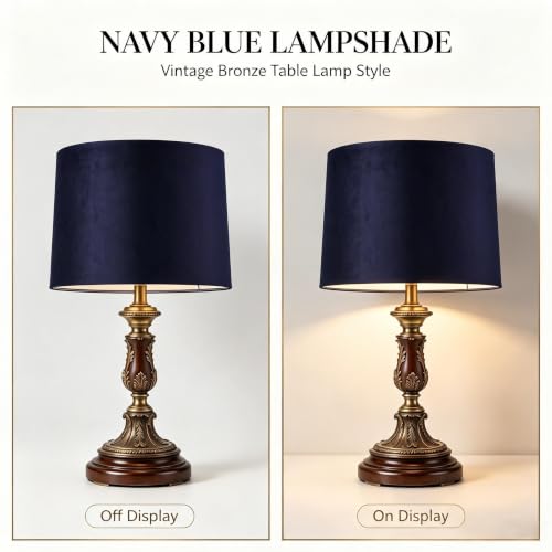 Blue Velvet Lamp Shades Set of 2 (Blue-Velvet / 11×13×10 IN-2 PCS)