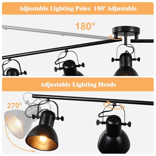 5 Light Track Lighting Fixtures Ceiling Black Track Lights 47.24" (5 Light)