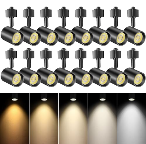 16-Pack 5-Color LED Track Lighting Heads H Type Track Light Heads Dimmable, 2000K 3000K 4000K 5000K 6000K Adjustable, Flicker Free CRI90+ 24° 10W 800lm, Black (Black / 16 Pack)