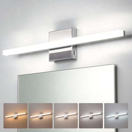 24 Inch Chrome Vanity Light Fixtures for Mirror Long Led Bars for Bathroom (5CCT-Not Dimmable / 24inch)
