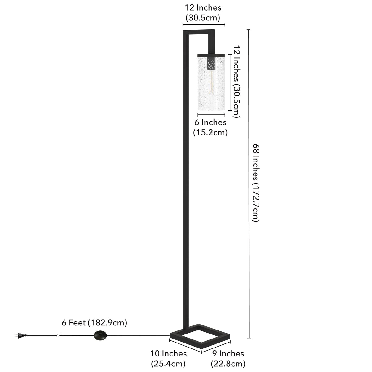 67" Modern 1 Light Floor Lamp (Black / 67" Floor Lamp - Seeded Shade)