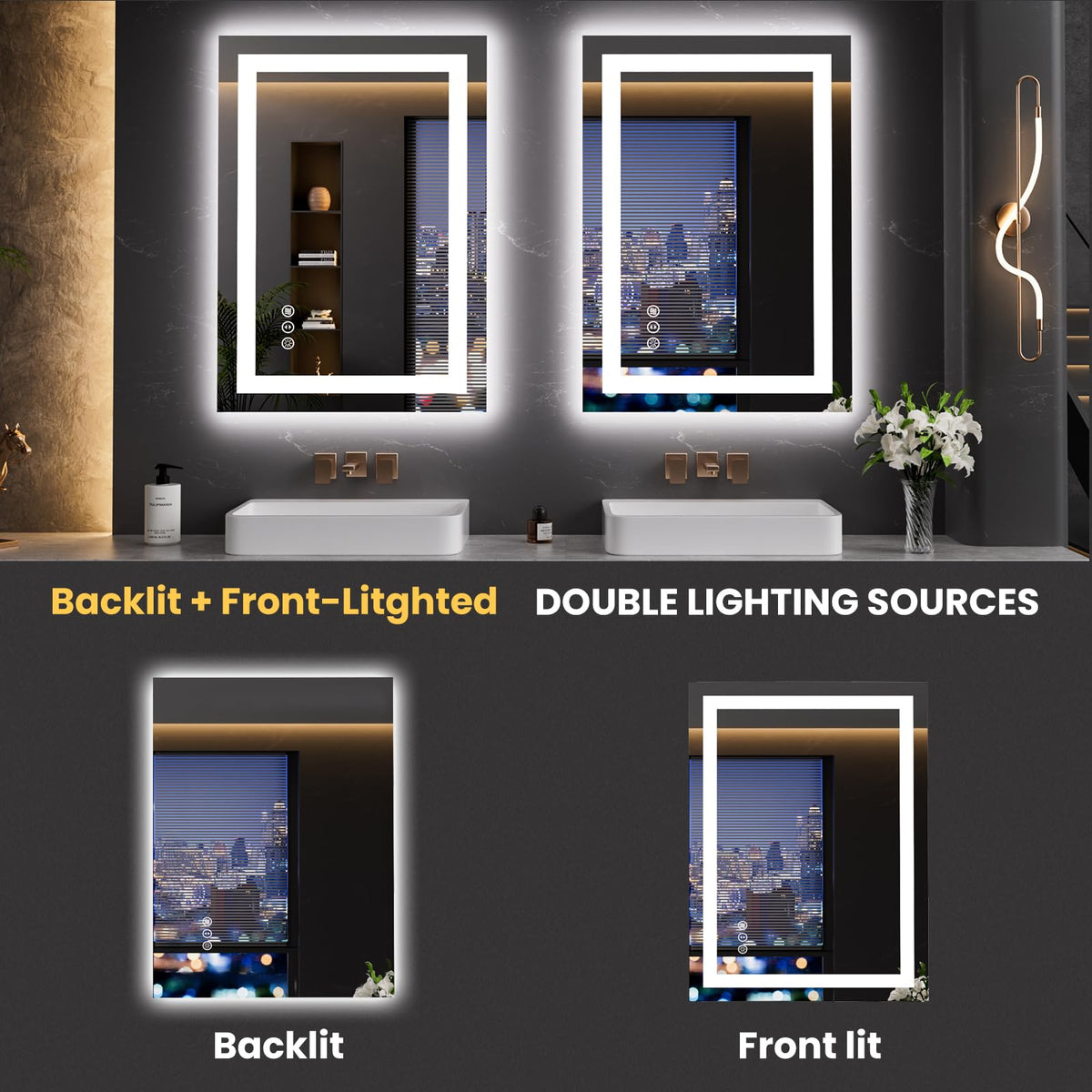 23.6"x31.5" LED Bathroom Mirror with Lights (Led / 31.5"L x 23.6"W)