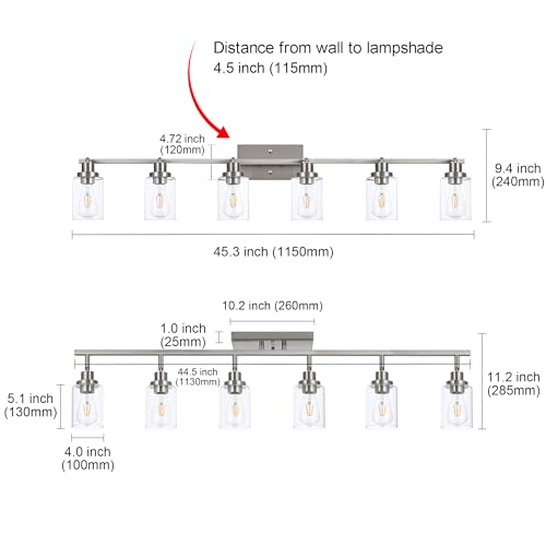 6 Light Track Lighting Kit Brushed Nickel with Rotatable Light Head (Brushed Nickel / 6-Light)