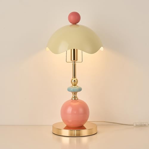 Table Lamp Modern Metal Base Desk Lamp with Plug Cord Switch for Bedroom Dining Room Living Room