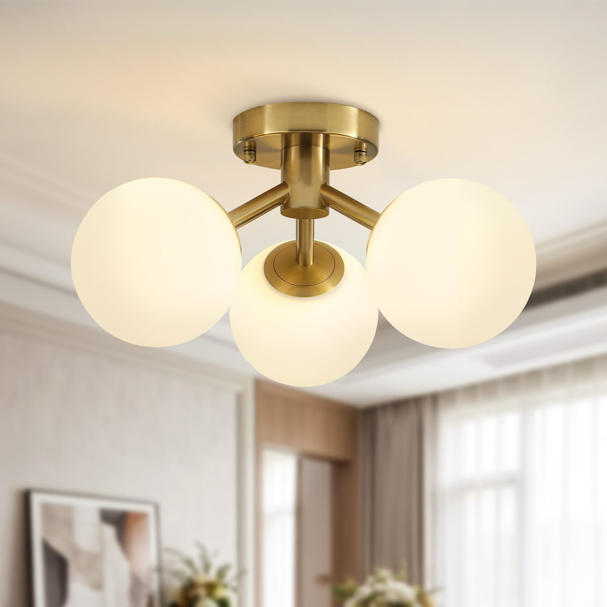3 Light Mid Century Modern Ceiling Light (3-Light Gold / 3-Light)