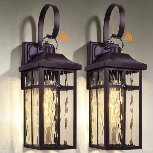 2 Pack Dusk to Dawn Outdoor Wall Lights (Brown / 19 inch)