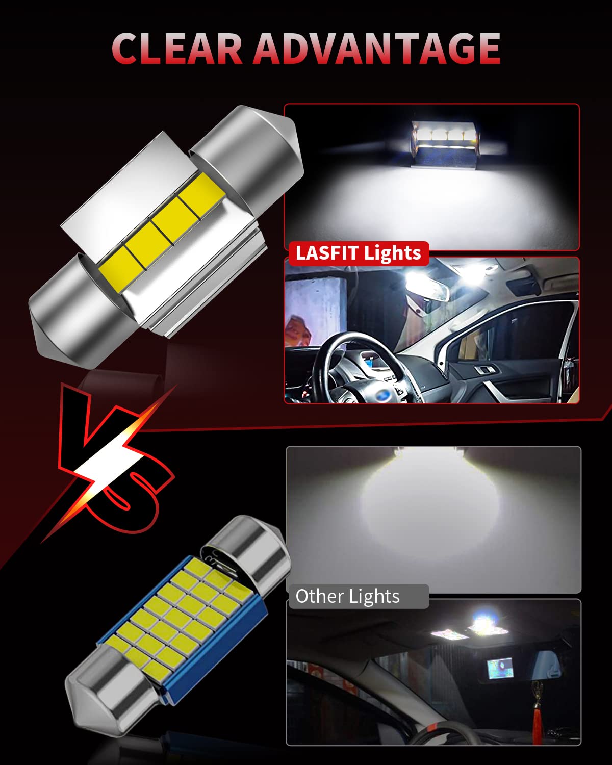 31mm LED bulb Festoon 30MM DE3175 DE3021 6428 DE3022 Error Free (White / 31mm/DE3175)