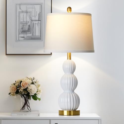 28" White Ceramic Table Lamp for Nightstand (White - 28"H - 1 Pack)
