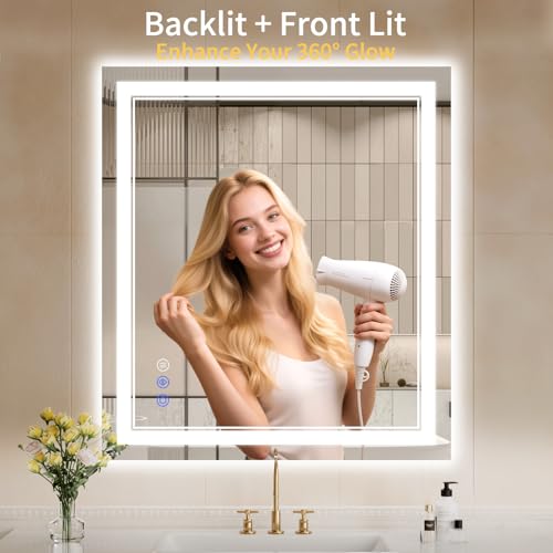 32"x36" LED Bathroom Mirror with Lights (32"L x 36"W)