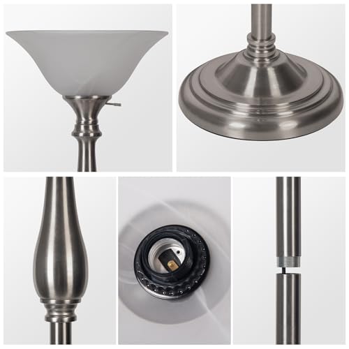 Torchiere Floor Lamp for Living Room (Gourd Lamp-Brushed Nickel)