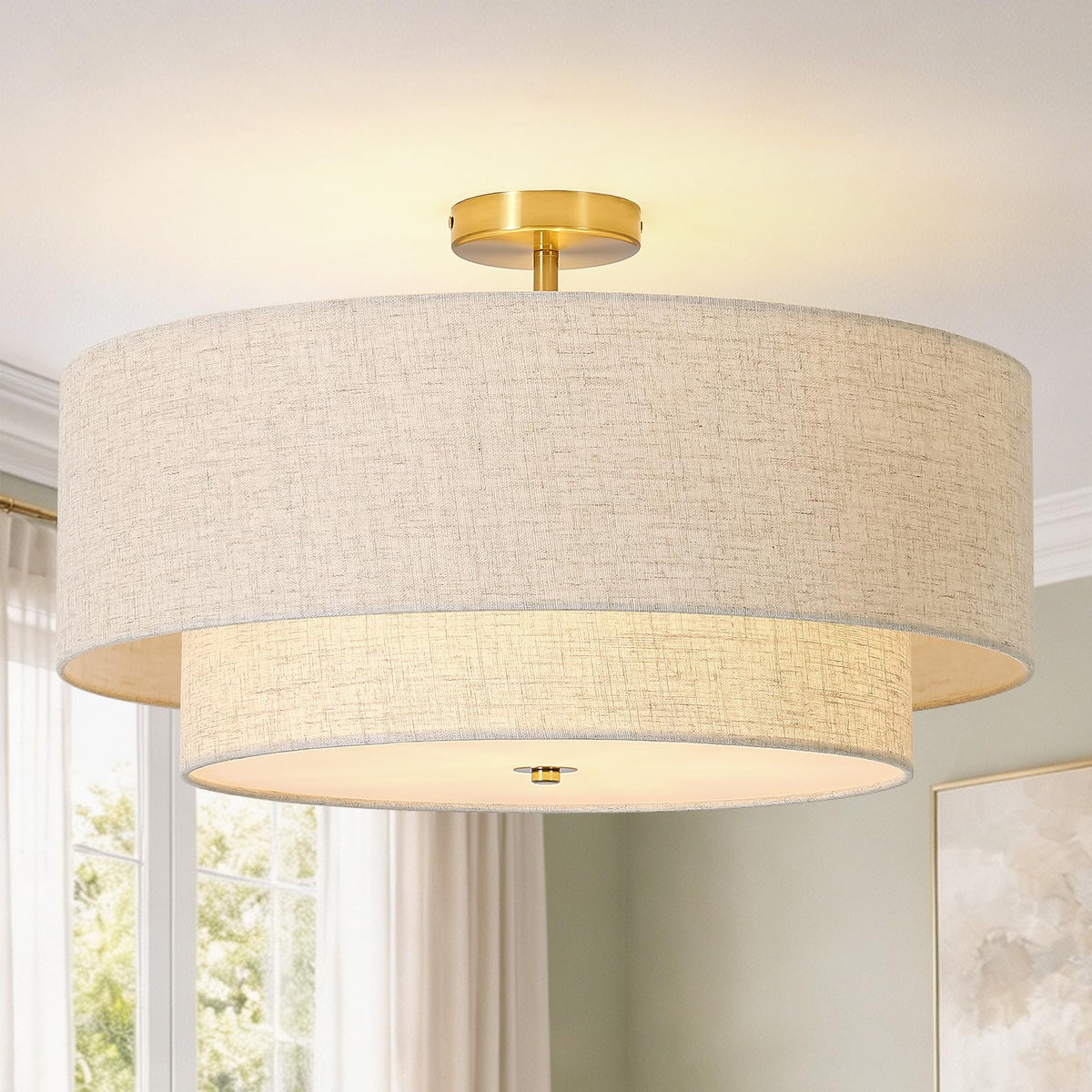 23.6" Semi Flush Mount Ceiling Light (Gold / 23.6")