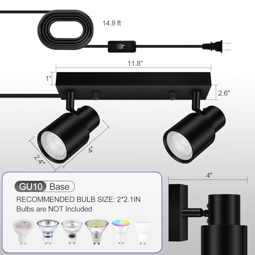Plug in Track Lighting Fixtures Ceiling (Black / 11.8" 2-Light Track Lighting)
