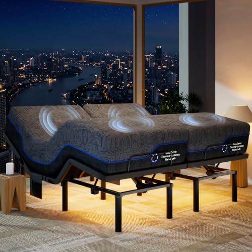 Split King Adjustable Bed Frame with Mattress & Massage (Split King / Massage Base with 14" Mattress)