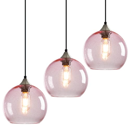 Pink Pendant Lights Kitchen Island 3 Pack (Pink / M - 7.87 in)