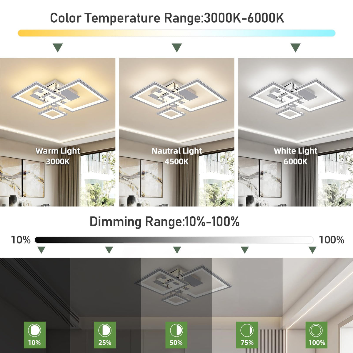 Modern Chrome Led Ceiling Light 3 (Chrome / 19.2Inch)