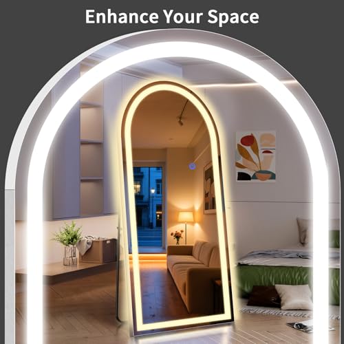 Arch Full Length Standing Mirror with LED Lights (Arched / 76"L x 34"W)
