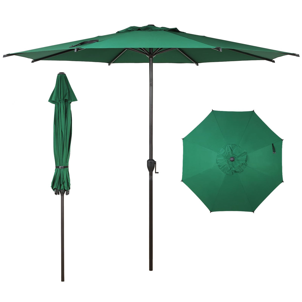 11FT Lyon Outdoor Patio Umbrella Outdoor Table Umbrella with Push Button Tilt and Crank Market Umbrella 8 Sturdy Ribs UV Protection Waterproof for Garden Deck Backyard Pool Dark Green (11 FT(8 Ribs) / Dark Green)
