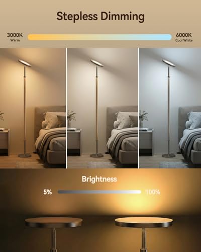Wood LED Torchiere Floor Lamp with Remote (Natural Wood & Brushed Black Nickel)